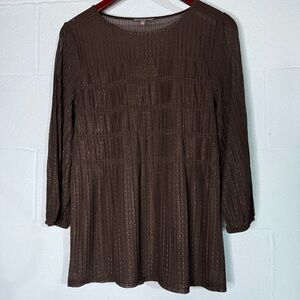 Adrianna Papell Metallic Pleated Blouse